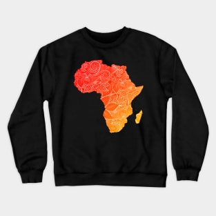 Colorful mandala art map of Africa with text in red and orange Crewneck Sweatshirt